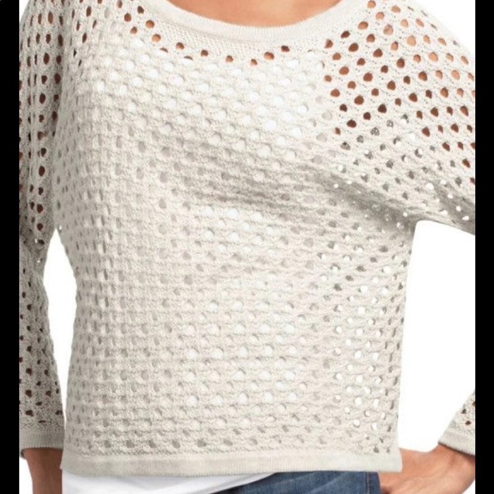 Cabi oatmeal seaside open knit pullover